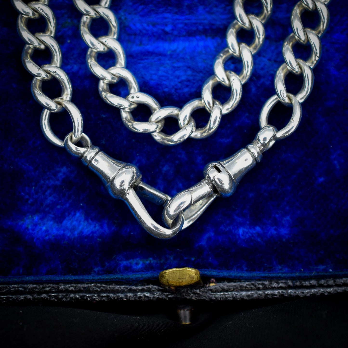 Antique Sterling Silver Curb Double Dog Clip Chain Necklace | 19.5"