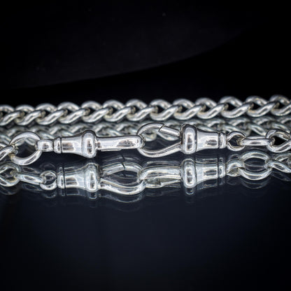 Antique Sterling Silver Curb Double Dog Clip Chain Necklace | 19.5"