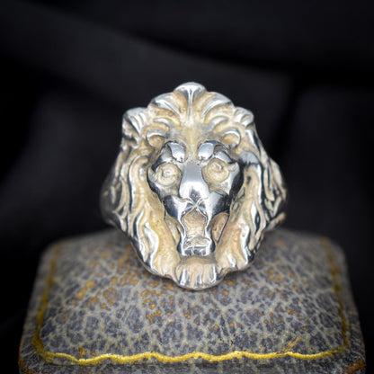 Vintage Lions Head Sterling Silver Signet Ring