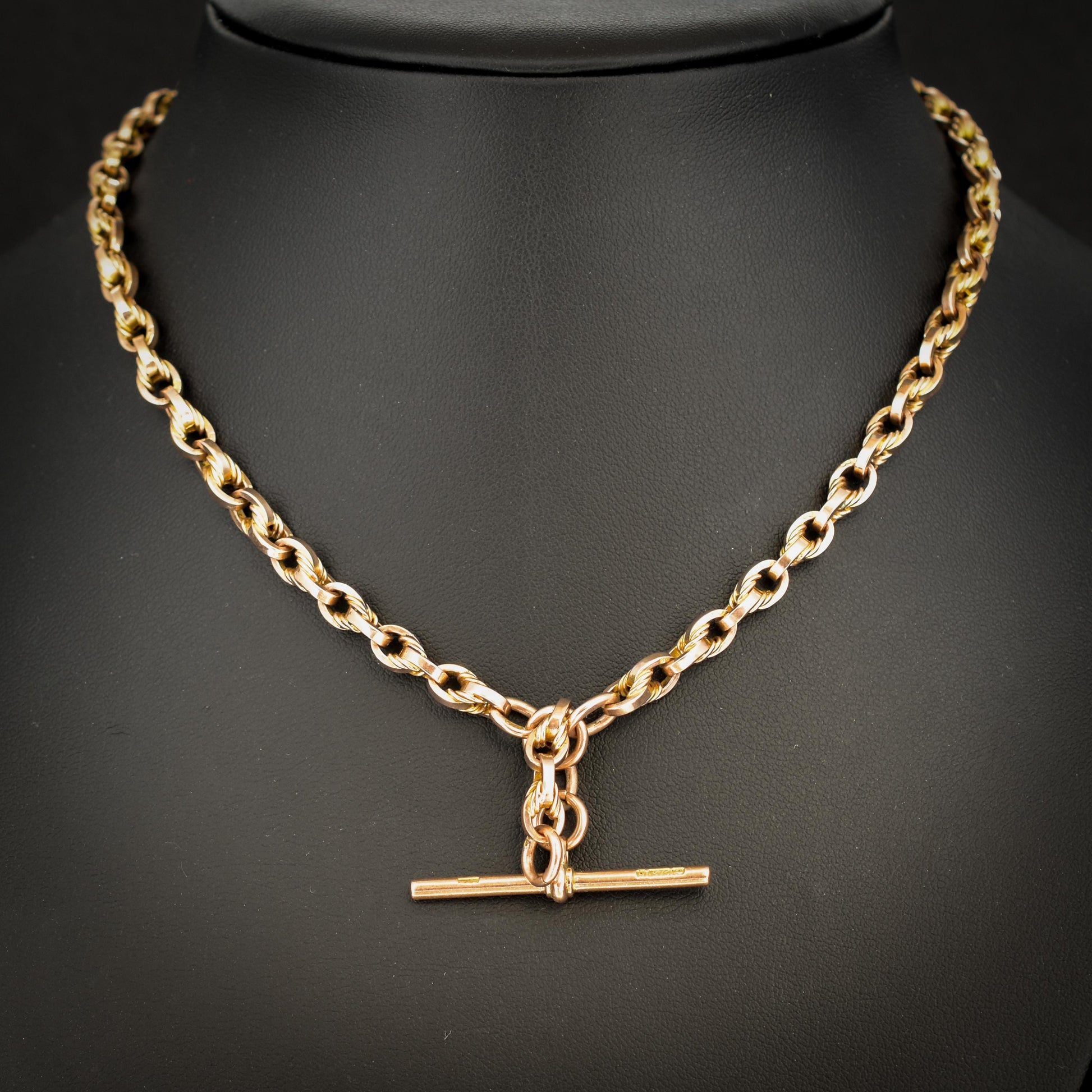 Art Deco '1929' 9ct Gold Love Knot Link Double Albert Watch Chain Necklace | 15"