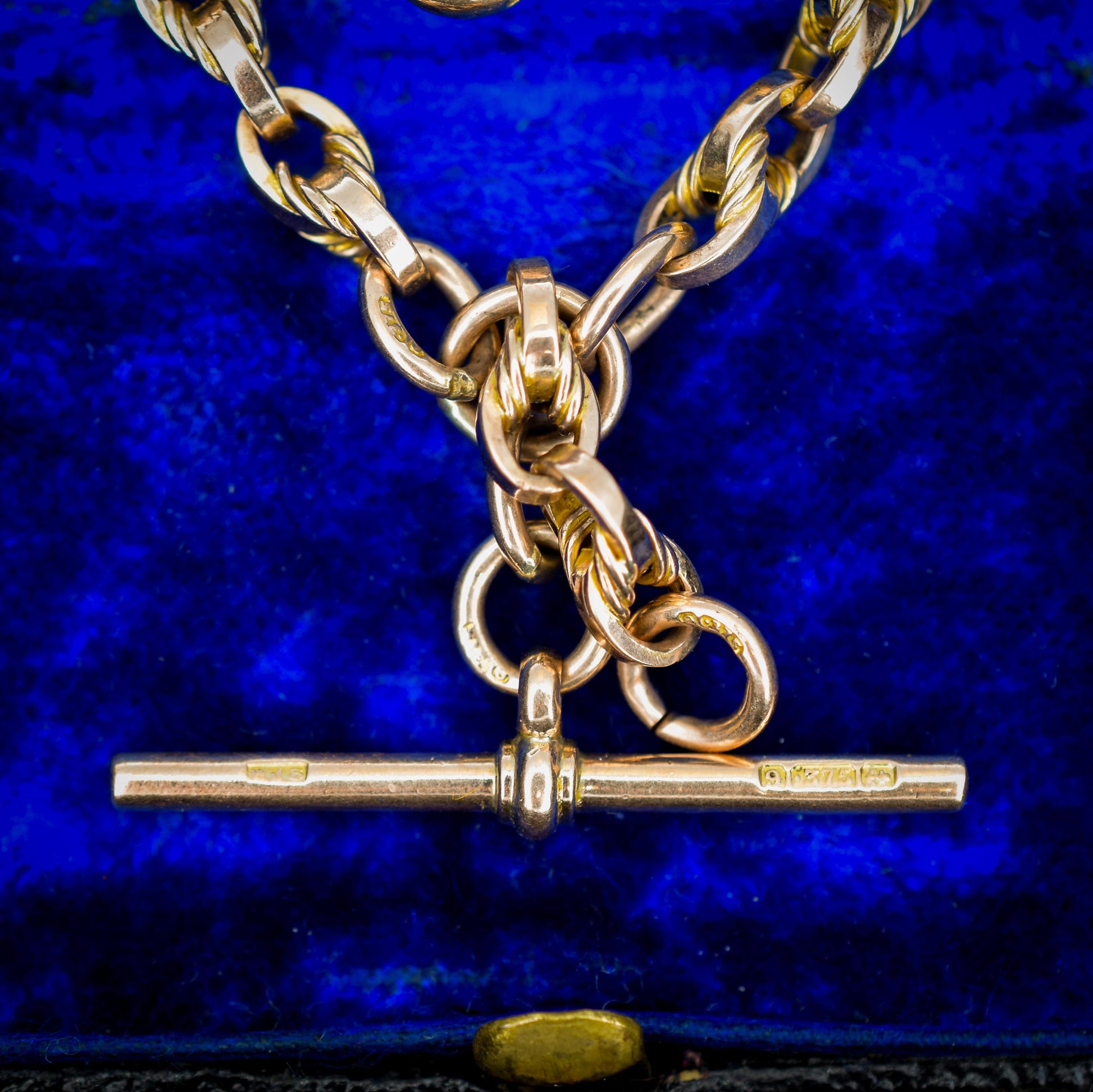 Art Deco '1929' 9ct Gold Love Knot Link Double Albert Watch Chain Necklace | 15"