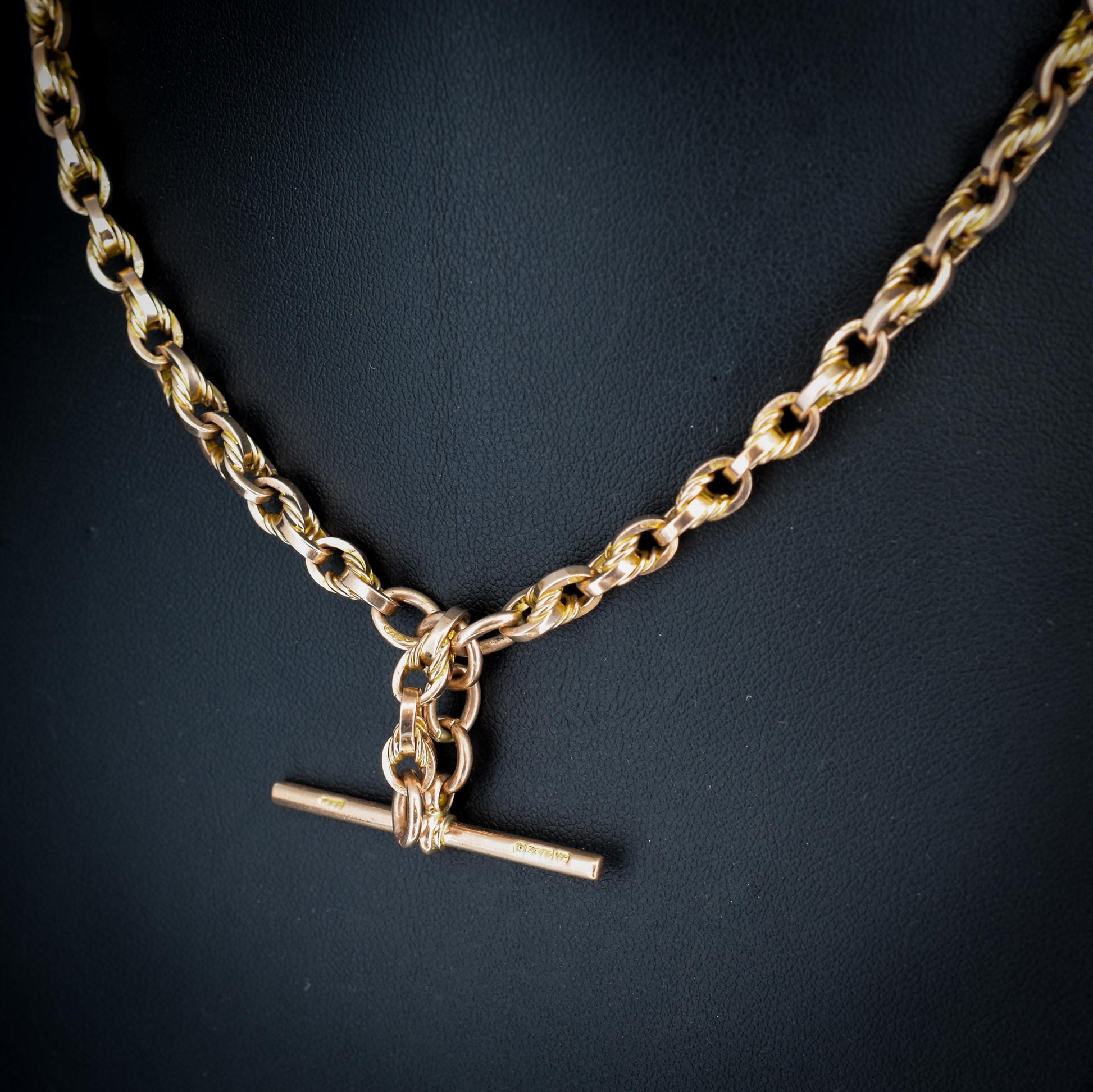 Art Deco '1929' 9ct Gold Love Knot Link Double Albert Watch Chain Necklace | 15"