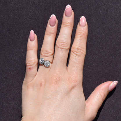 Antique Old Cut Diamond Daisy Cluster 'Toi Et Moi' Twist Gold Ring