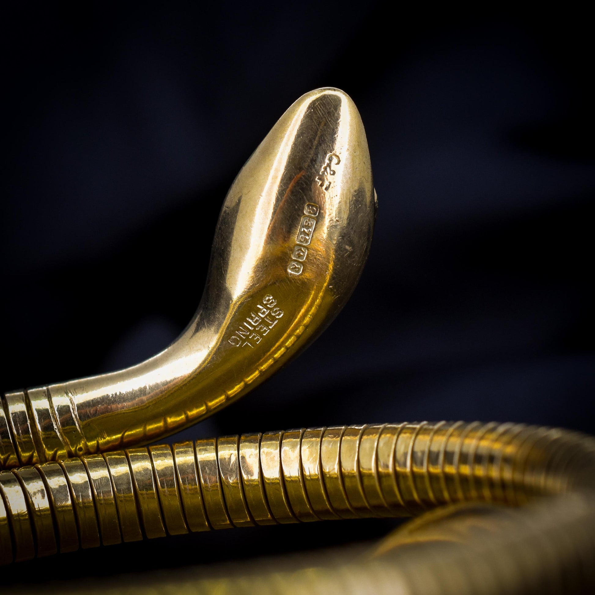 Vintage 9ct Gold Snake Serpent Wrap Around Bangle Bracelet