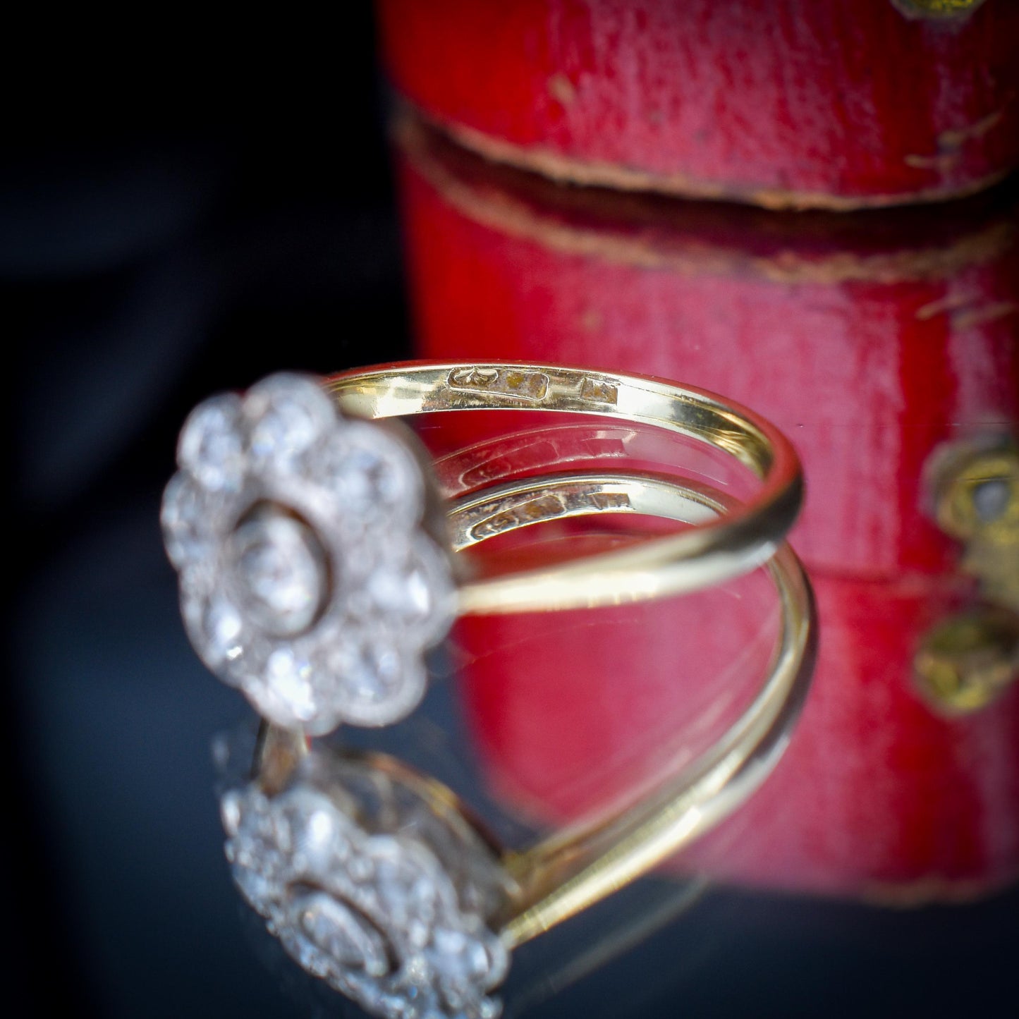 Antique Diamond Cluster Daisy 18ct Gold and Platinum Ring