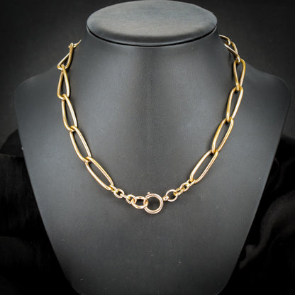 Antique Rolled Gold Curb Albert Watch Chain with Spinning Fob