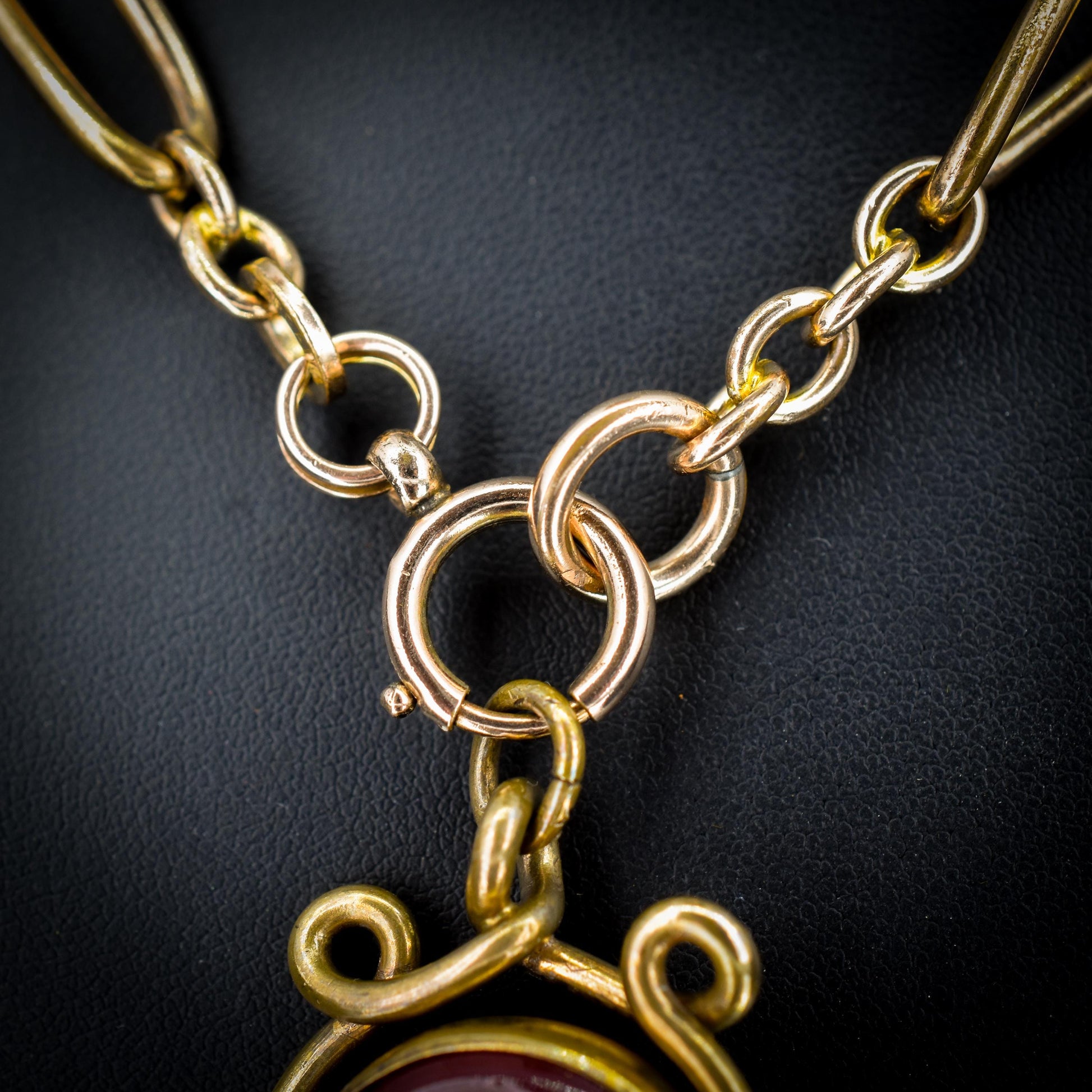 Antique Rolled Gold Curb Albert Watch Chain with Spinning Fob