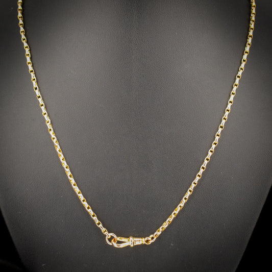 Antique Victorian 9ct Gold Faceted Link Chain Necklace with Dog Clip | 19.25"