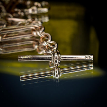 Antique 9ct Gold Trombone and Love Knot Link Albert Chain Necklace | 16"