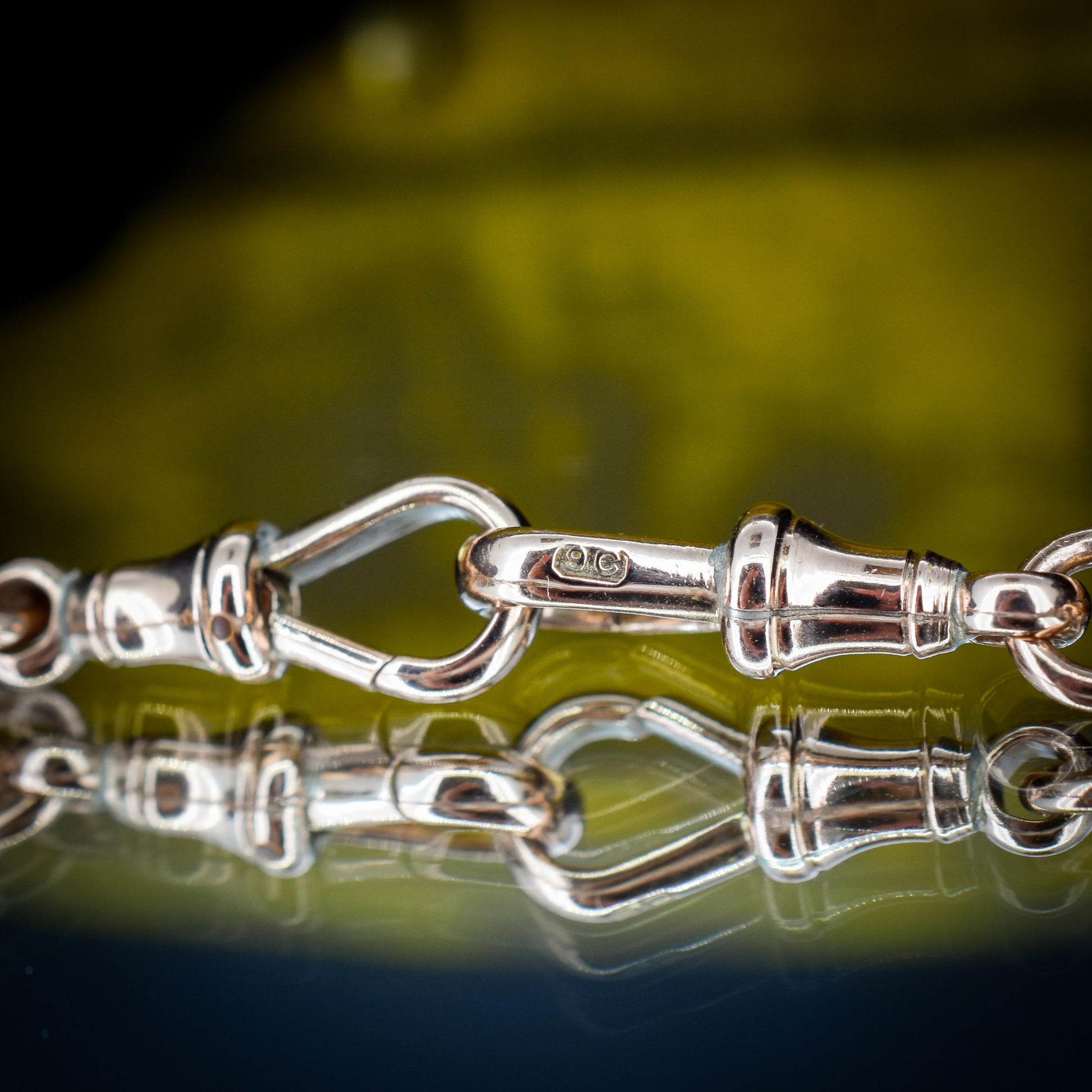 Antique 9ct Gold Trombone and Love Knot Link Albert Chain Necklace | 16"