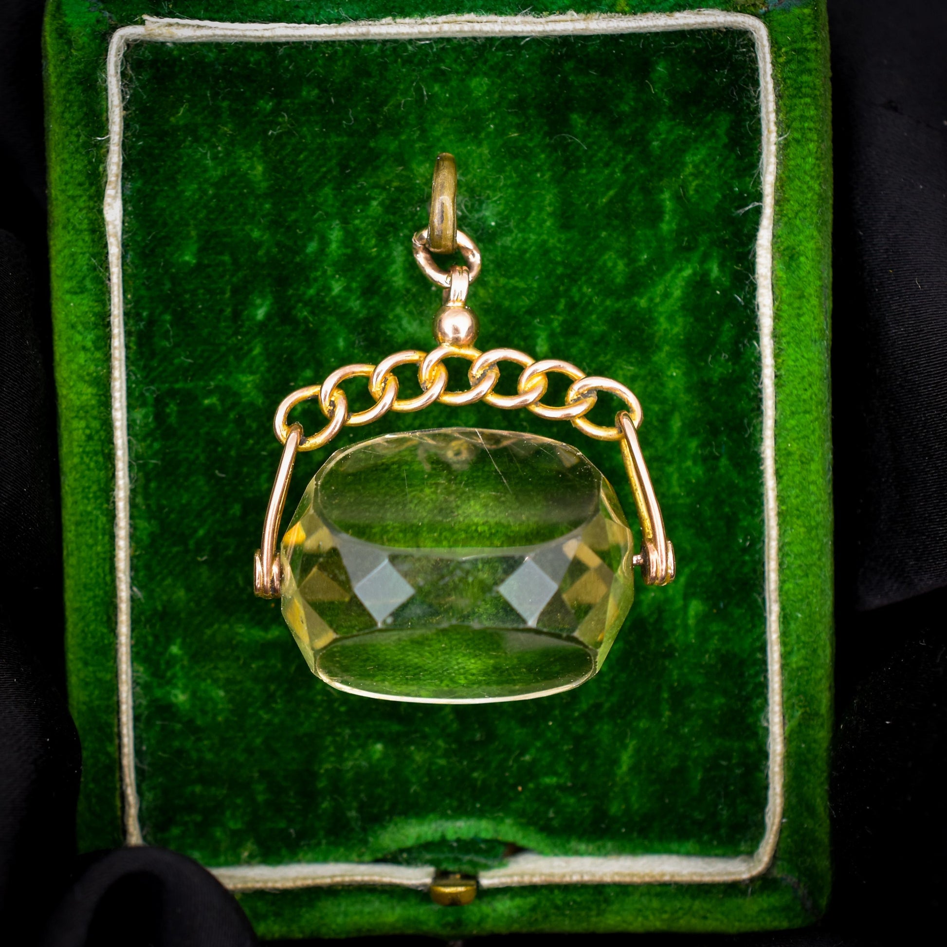 Antique Citrine Spinning Swivel Fob Gold Charm Pendant | Chester 1914