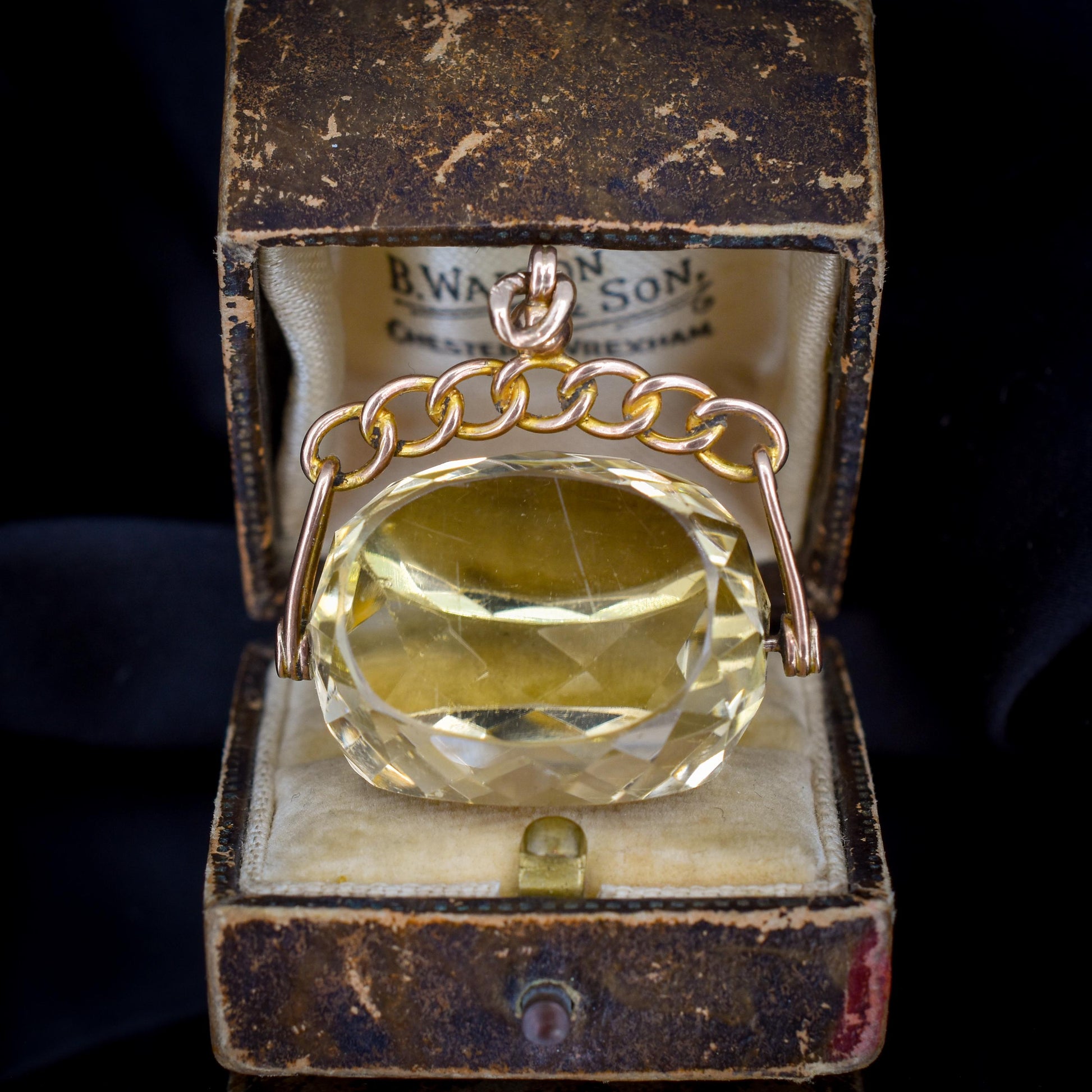 Antique Citrine Spinning Swivel Fob Gold Charm Pendant | Chester 1914