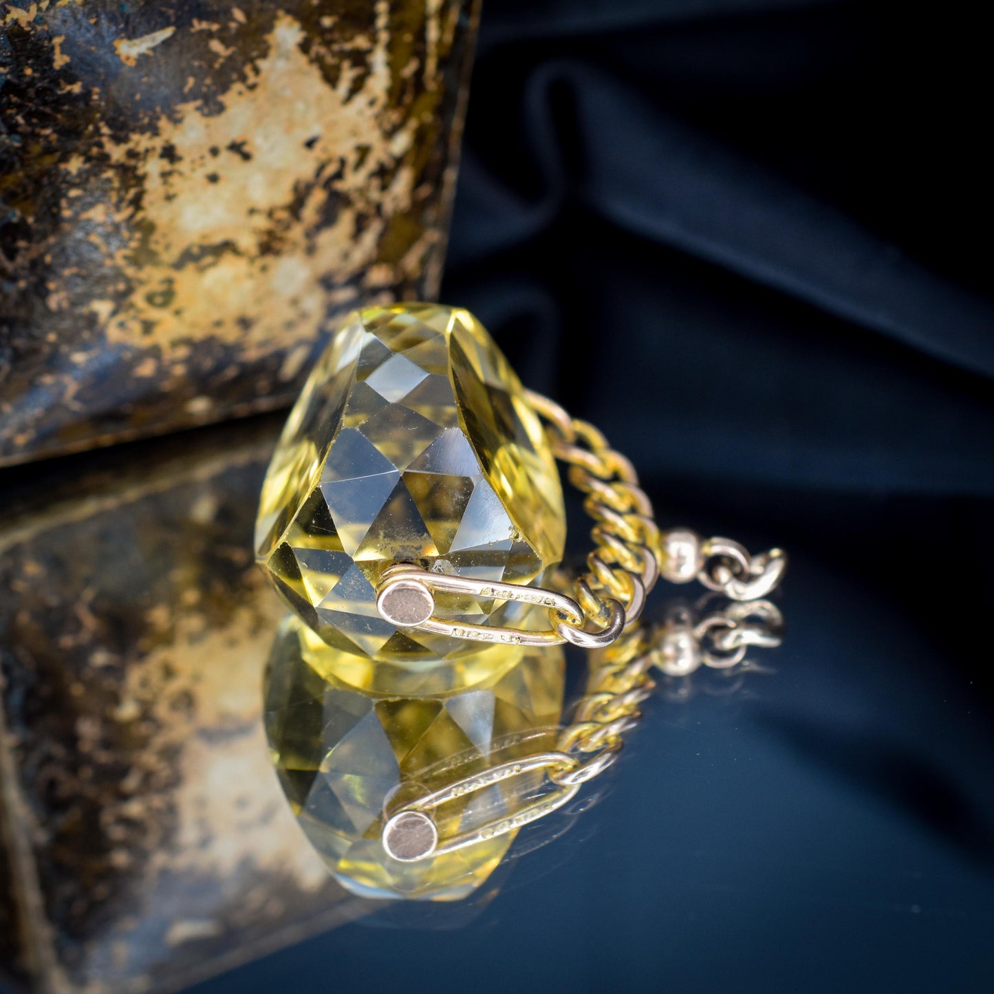 Antique Citrine Spinning Swivel Fob Gold Charm Pendant | Chester 1914
