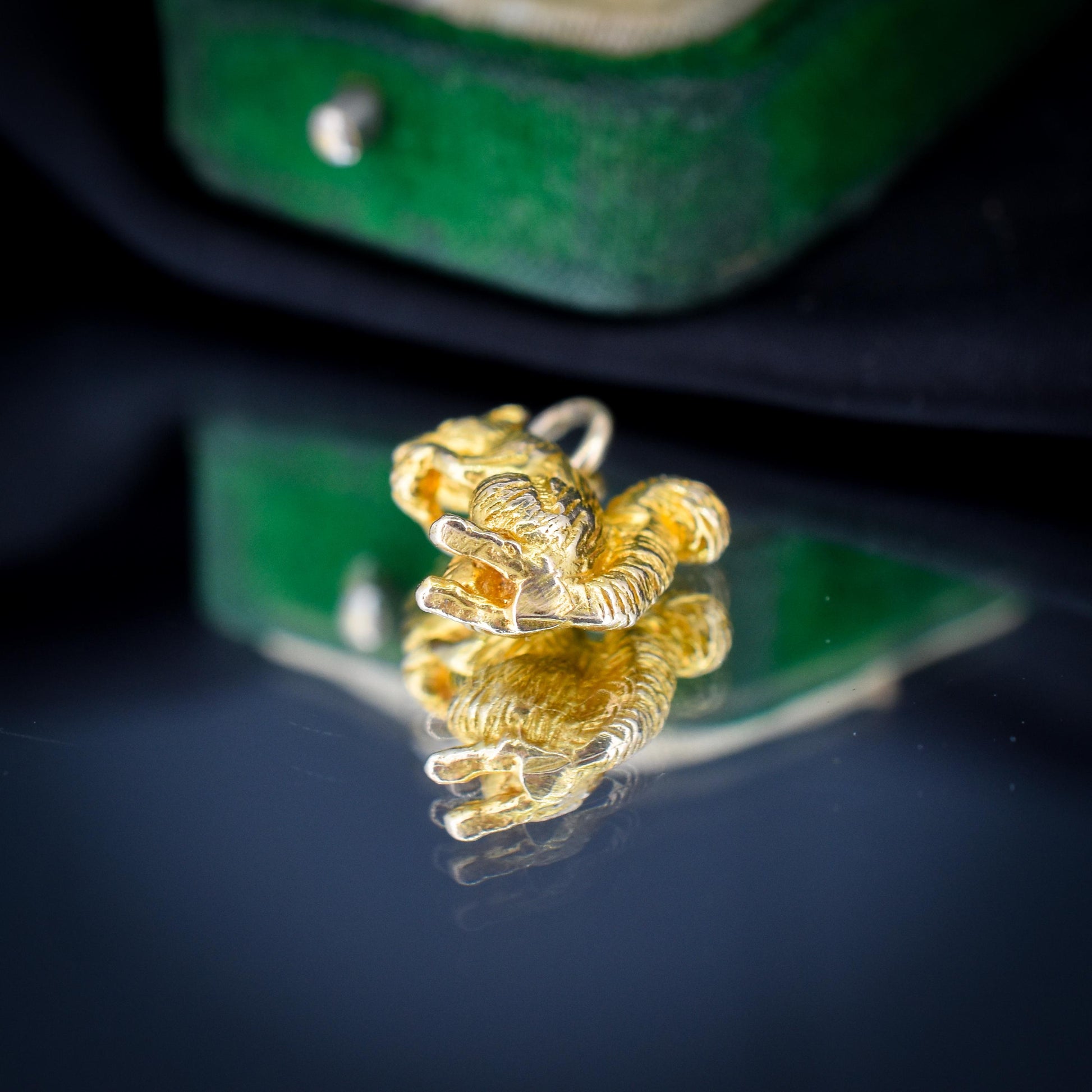 Vintage Heavy Solid Yellow Gold Squirrel Animal Charm Pendant