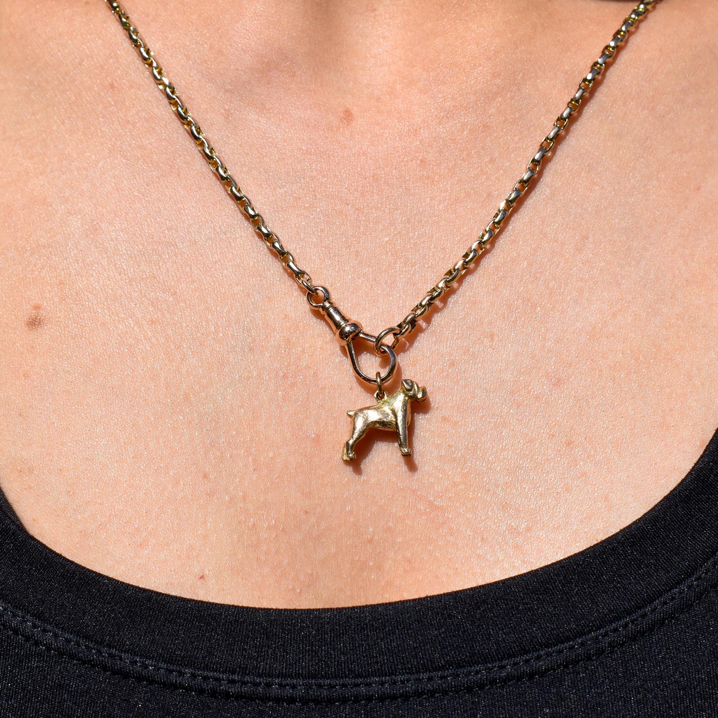 Vintage 9ct Gold Boxer Dog Charm Pendant - Birmingham 1962