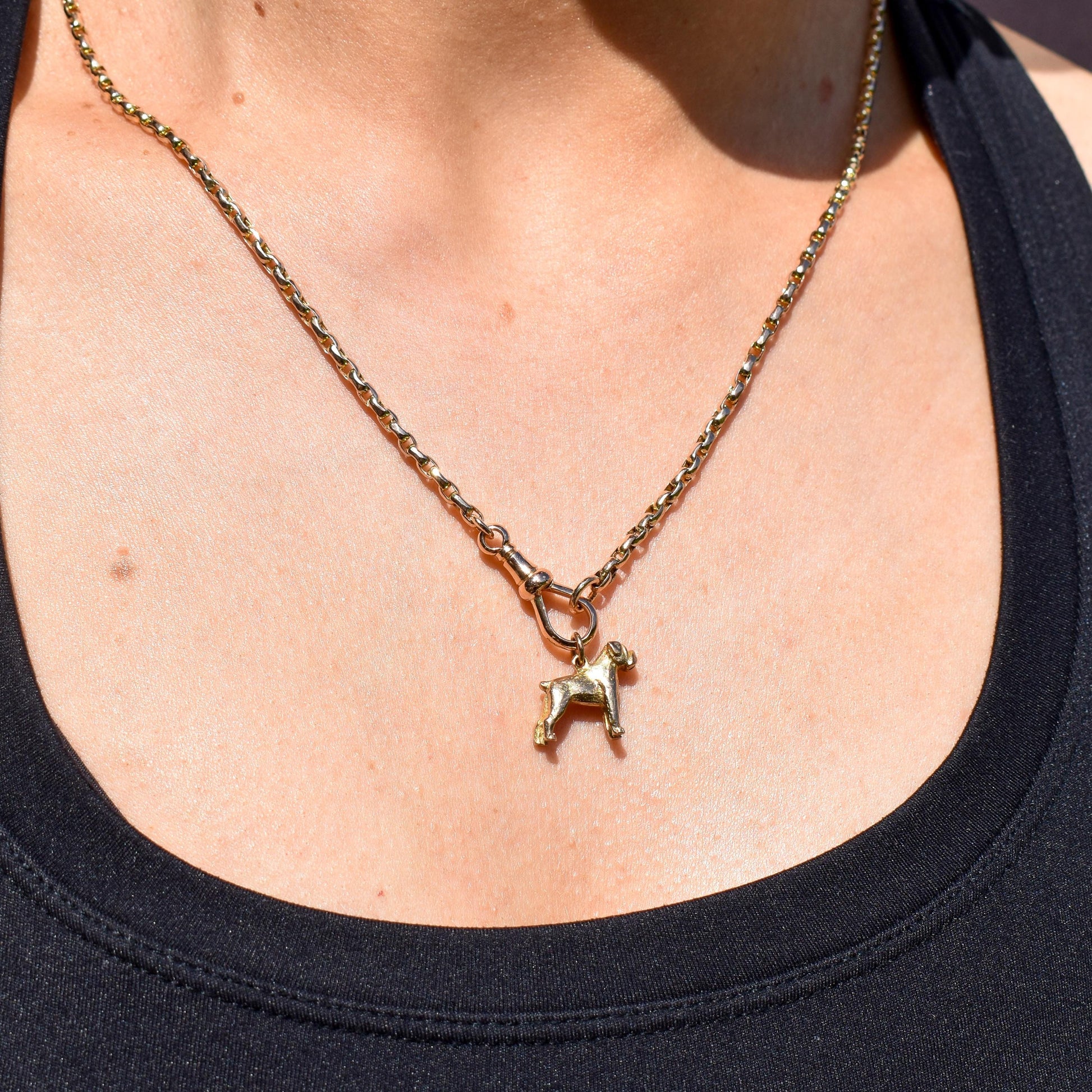 Vintage 9ct Gold Boxer Dog Charm Pendant - Birmingham 1962