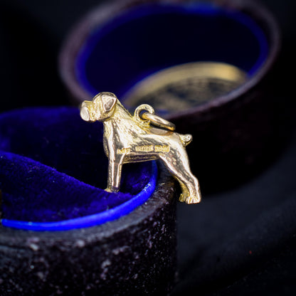 Vintage 9ct Gold Boxer Dog Charm Pendant - Birmingham 1962