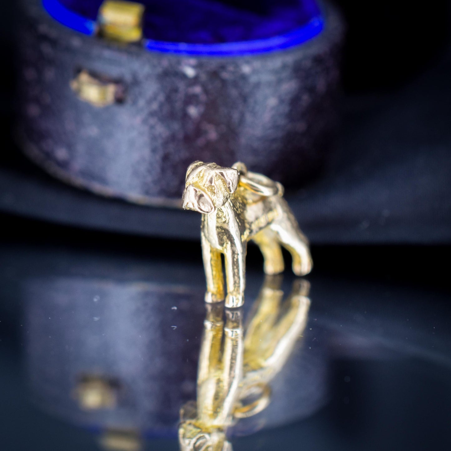 Vintage 9ct Gold Boxer Dog Charm Pendant - Birmingham 1962