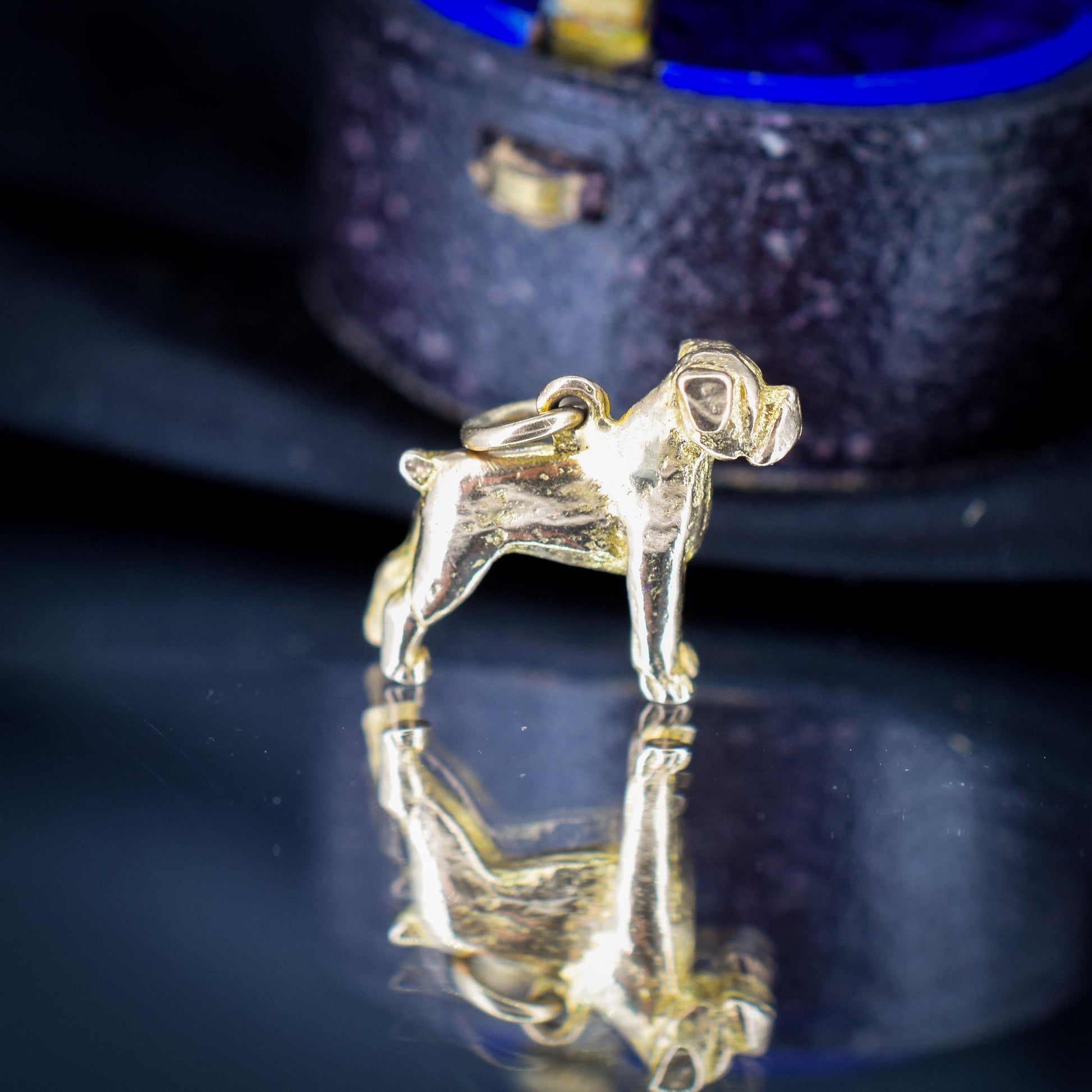 Vintage 9ct Gold Boxer Dog Charm Pendant - Birmingham 1962