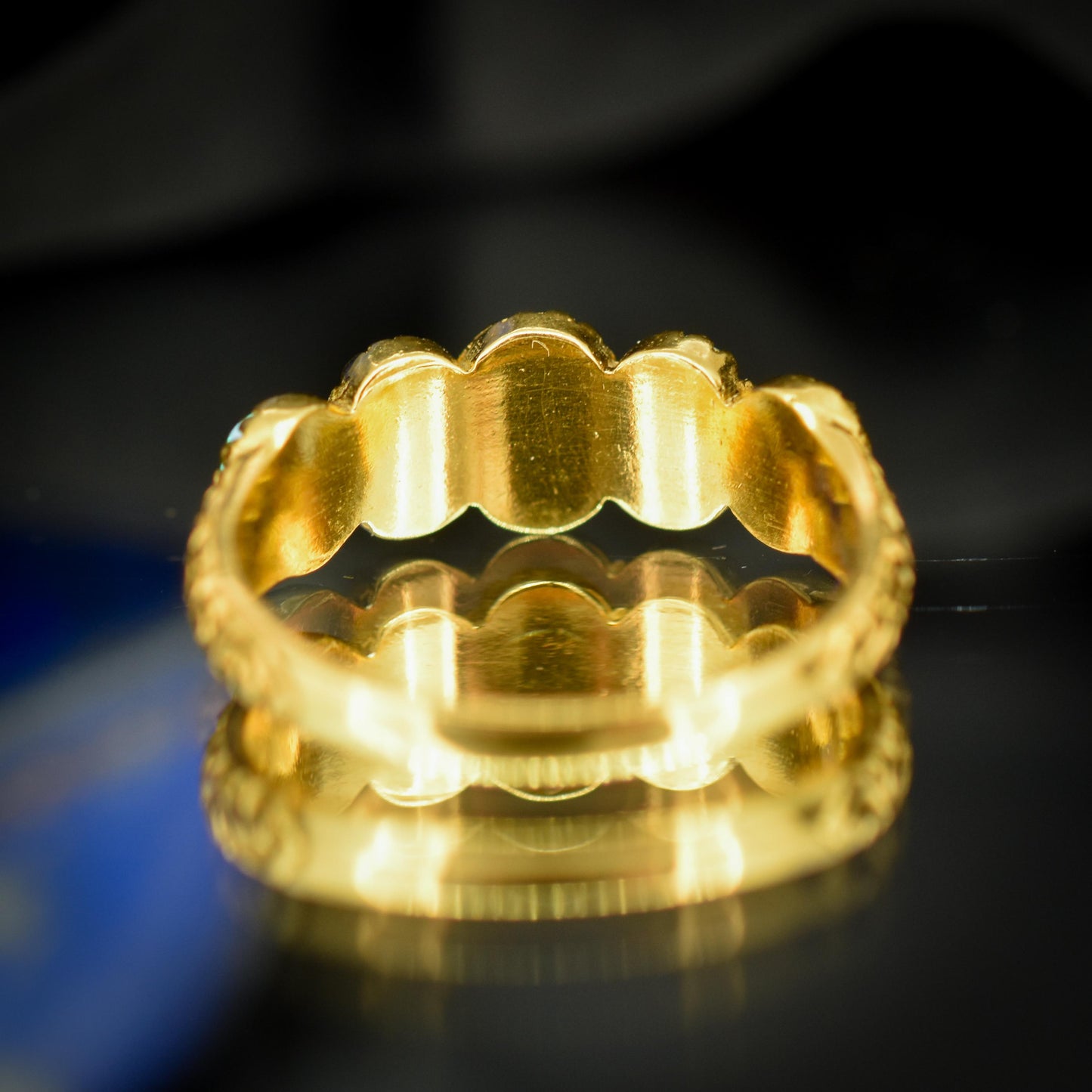 Opal Five Stone Yellow Gold on Silver Ring Band – Antique Style