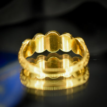 Opal Five Stone Yellow Gold on Silver Ring Band – Antique Style