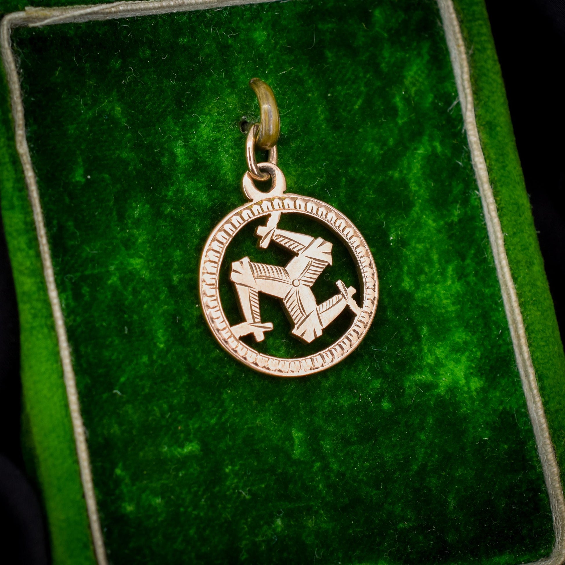 Antique '1897' 9ct Gold Triskelion Isle of Man Charm Pendant