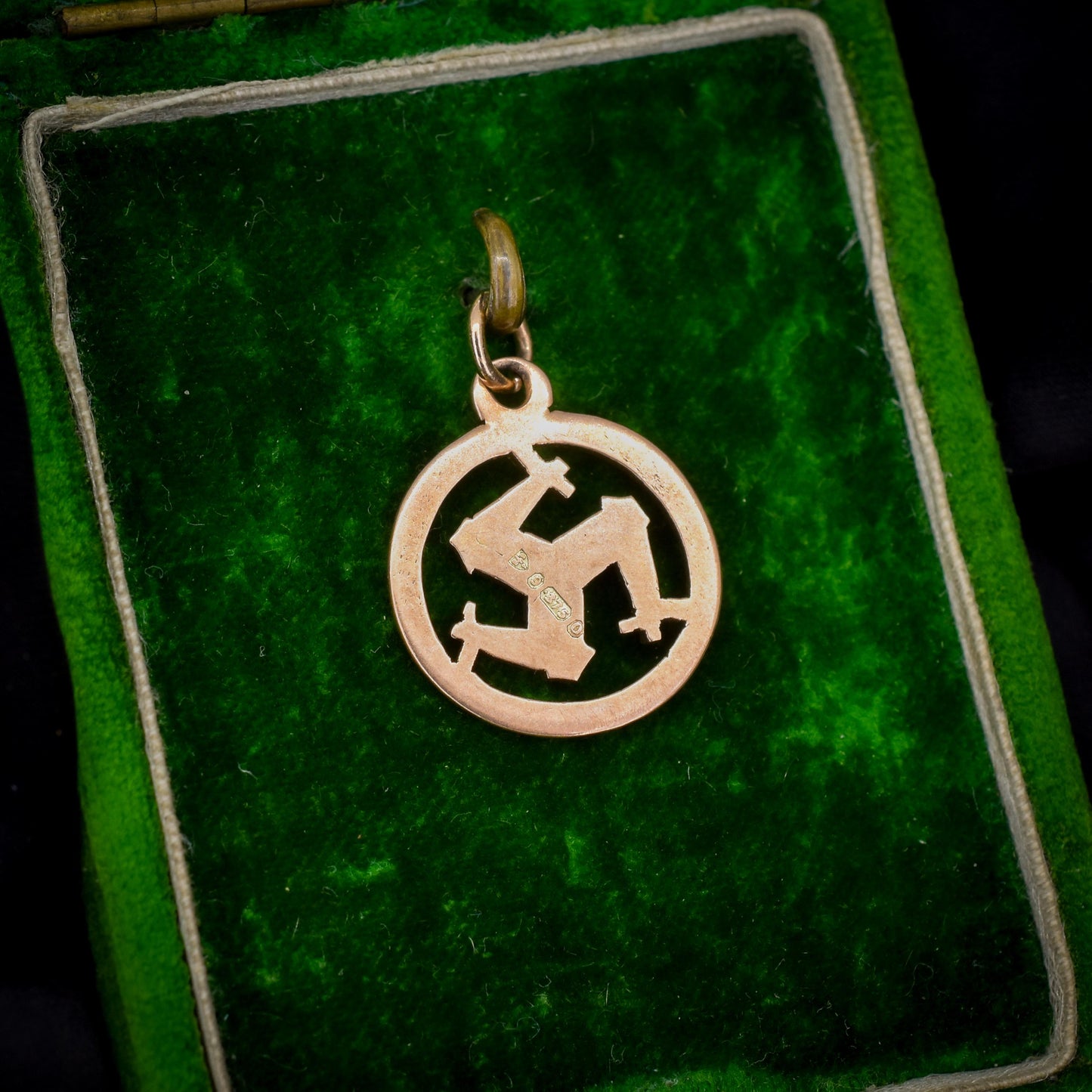Antique '1897' 9ct Gold Triskelion Isle of Man Charm Pendant