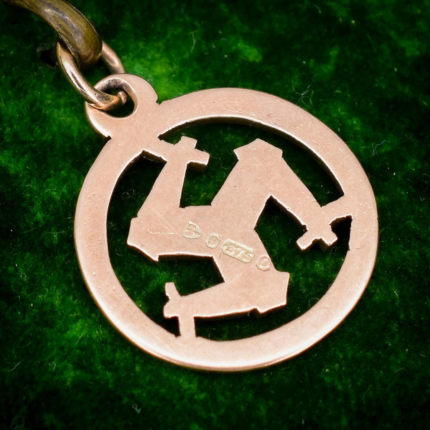 Antique '1897' 9ct Gold Triskelion Isle of Man Charm Pendant