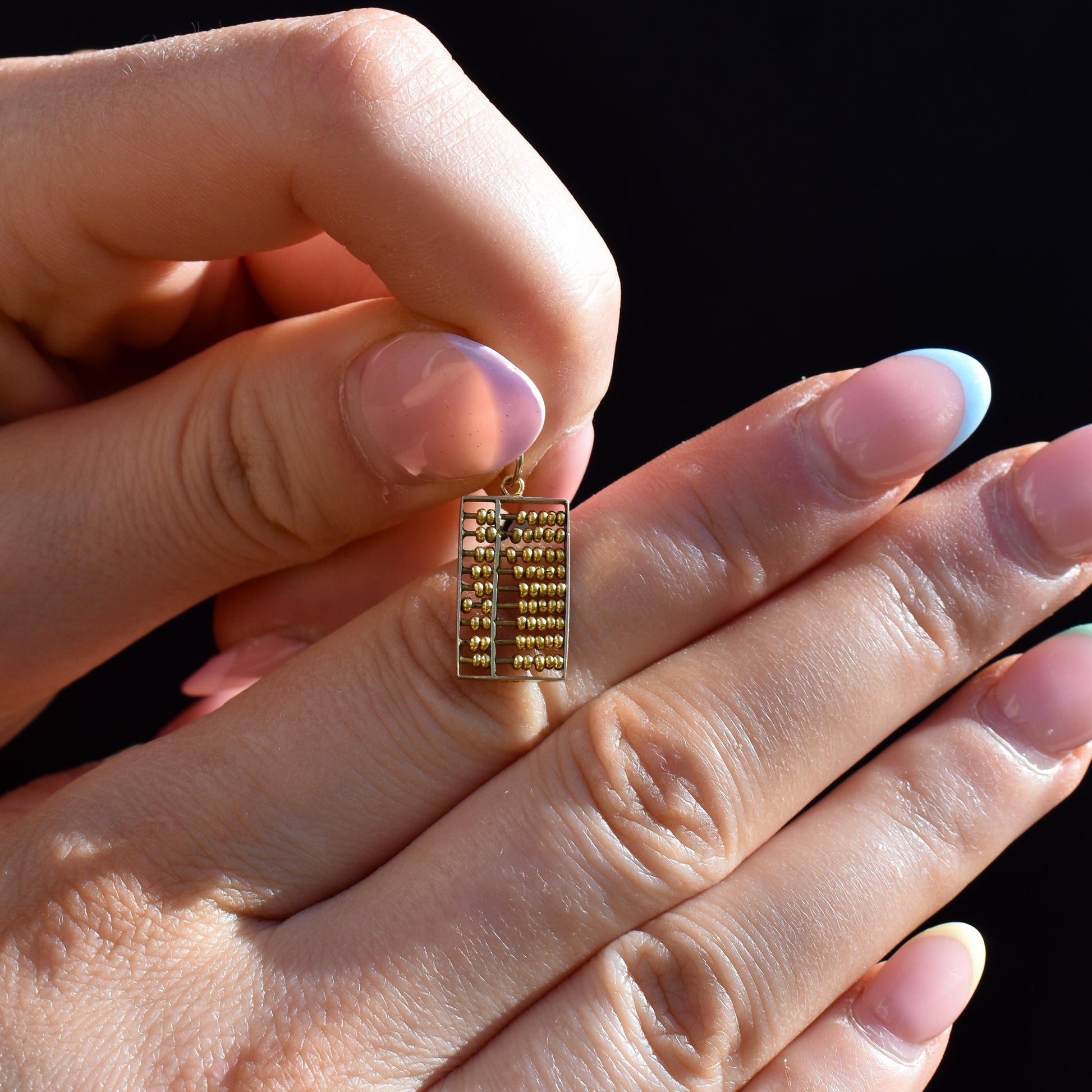 Vintage 14ct Yellow Gold Abacus Charm Pendant