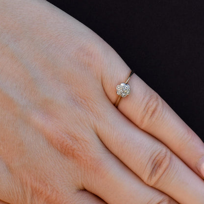Antique Diamond Cluster Daisy 18ct Gold Ring