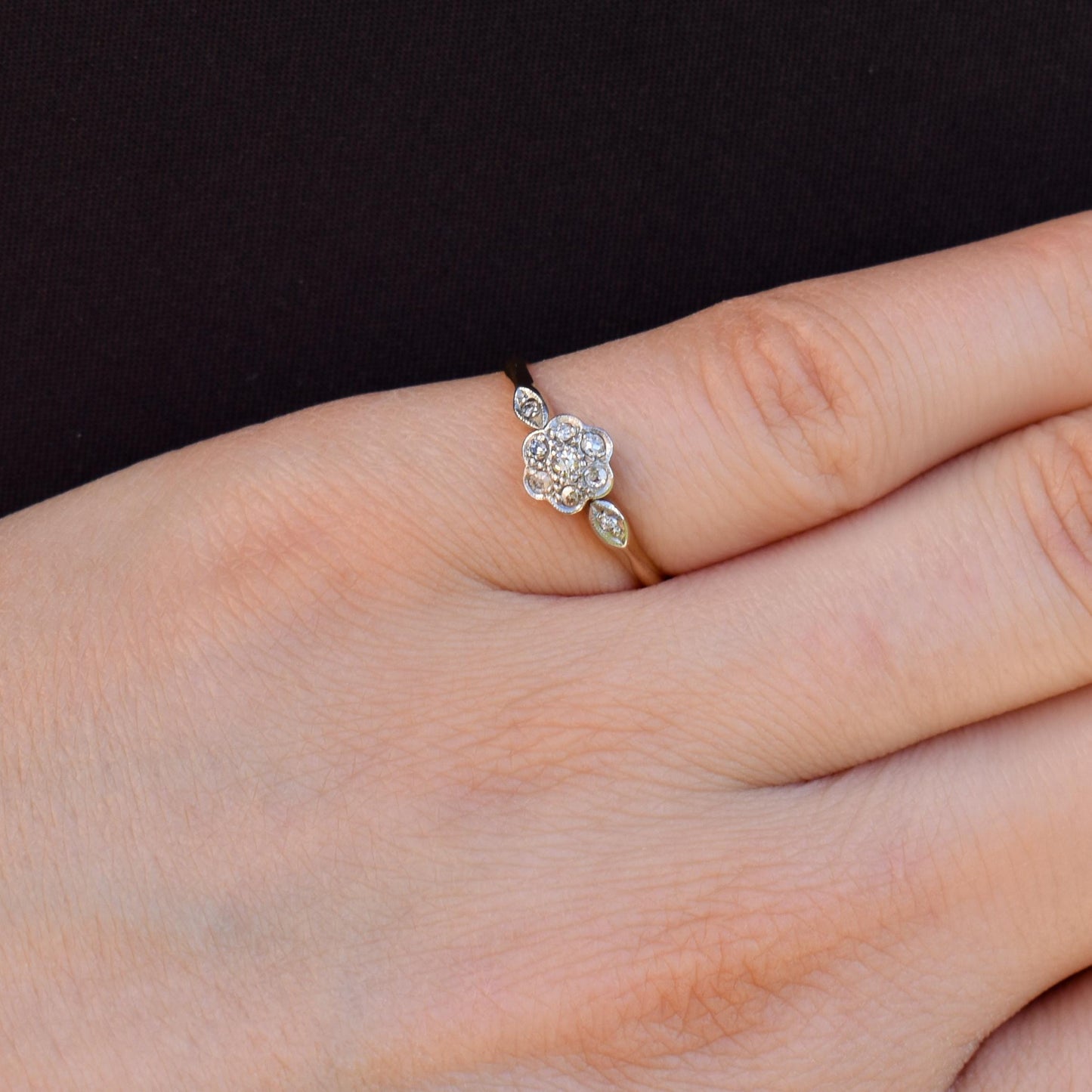 Vintage Diamond Cluster Daisy 18ct Yellow Gold Ring