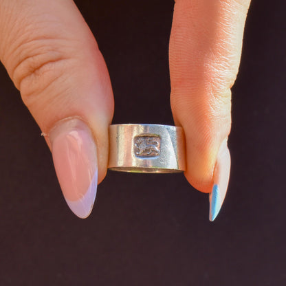 Vintage Sterling Silver Wide Cigar Band Ring | London 1976