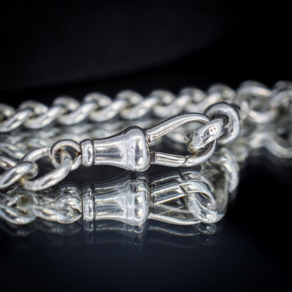 Antique Sterling Silver Curb Double Dog Clip Chain Necklace | 19.5"