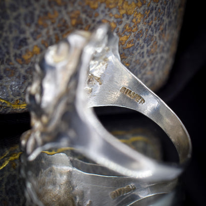 Vintage Lions Head Sterling Silver Signet Ring