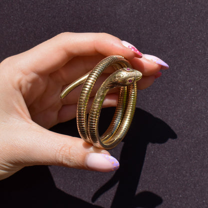 Vintage 9ct Gold Snake Serpent Wrap Around Bangle Bracelet