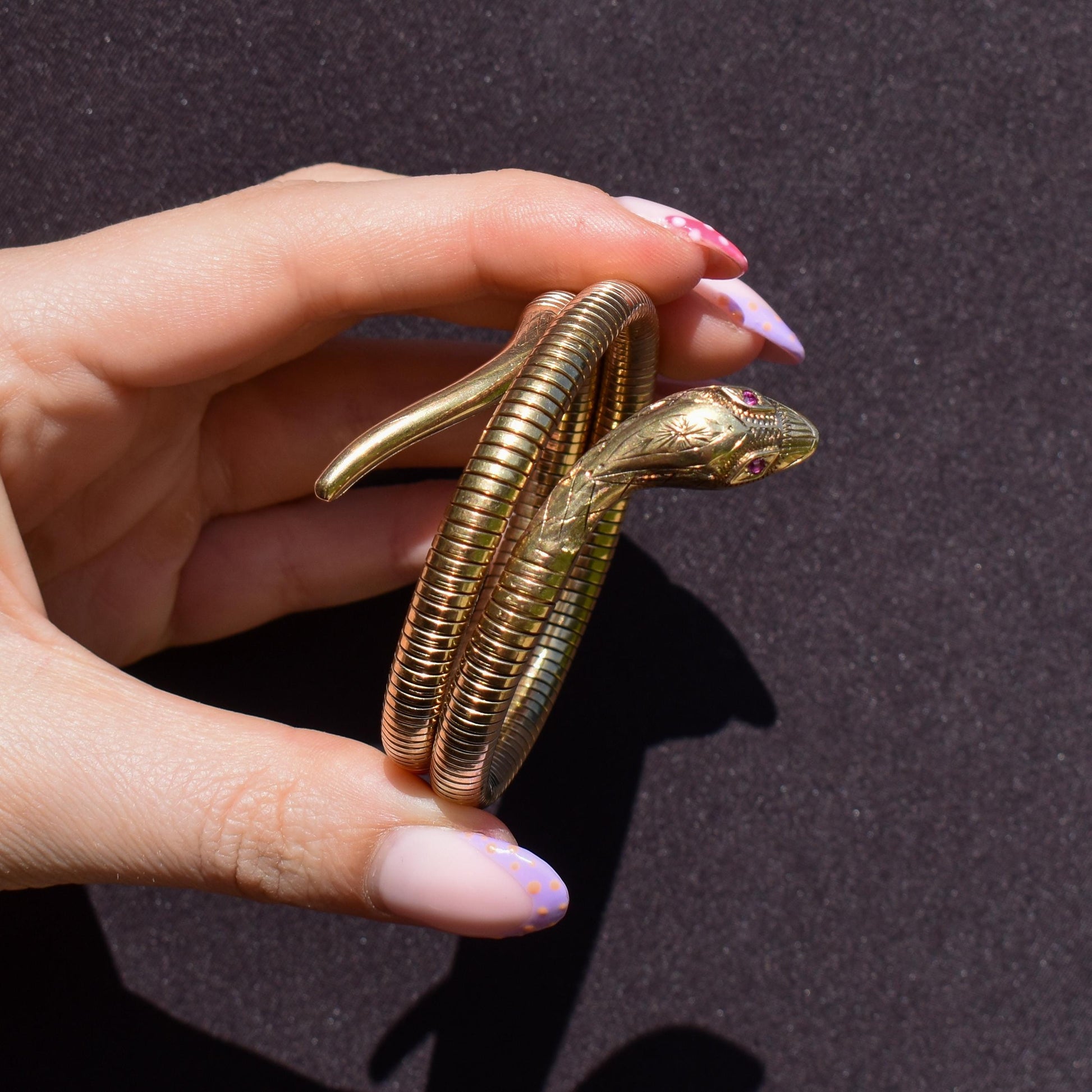 Vintage 9ct Gold Snake Serpent Wrap Around Bangle Bracelet