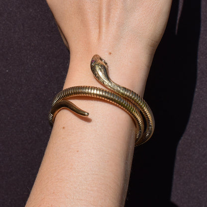 Vintage 9ct Gold Snake Serpent Wrap Around Bangle Bracelet