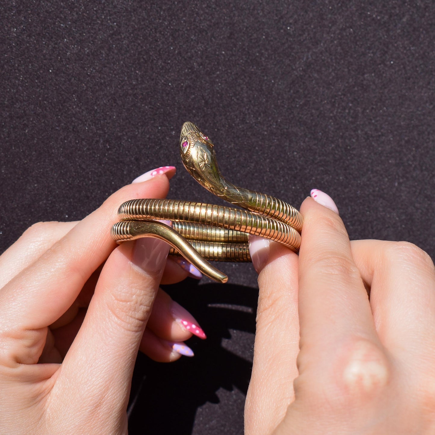 Vintage 9ct Gold Snake Serpent Wrap Around Bangle Bracelet