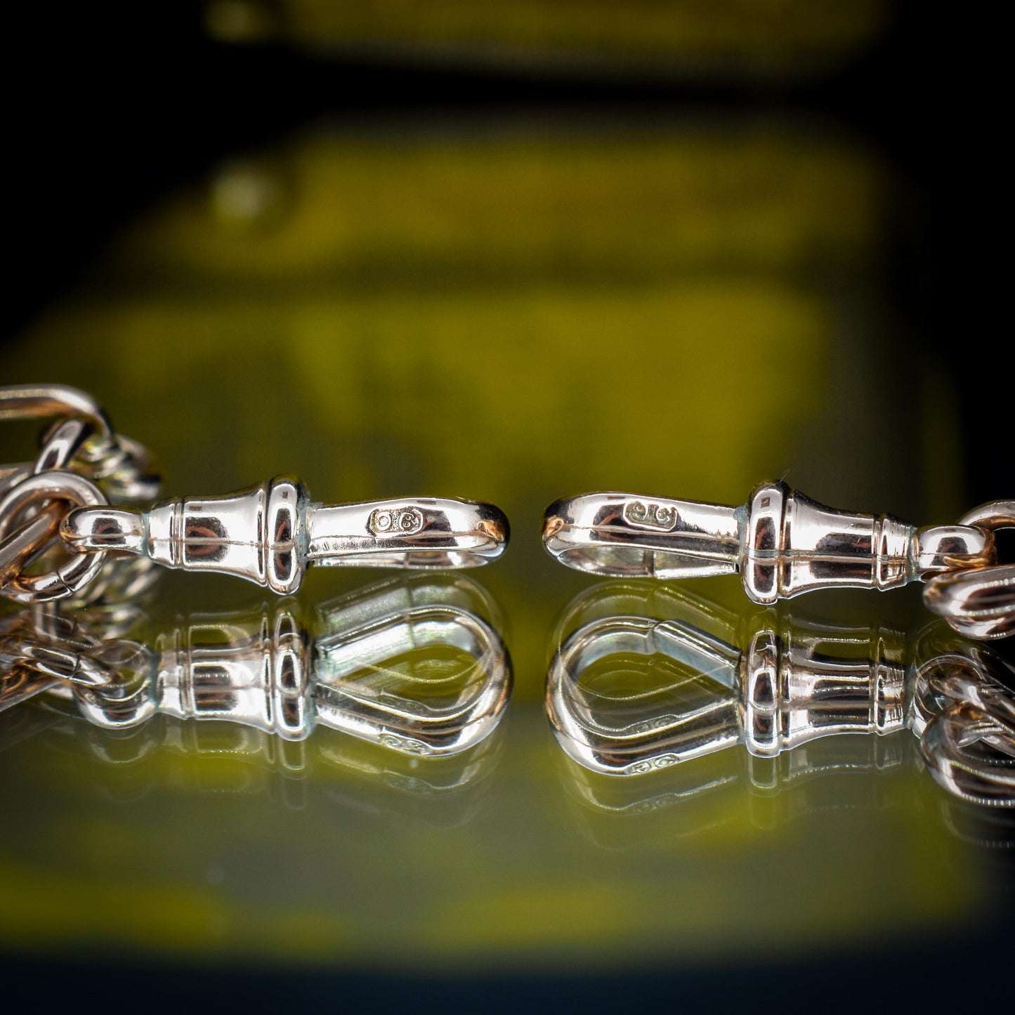 Antique 9ct Gold Trombone and Love Knot Link Albert Chain Necklace | 16"