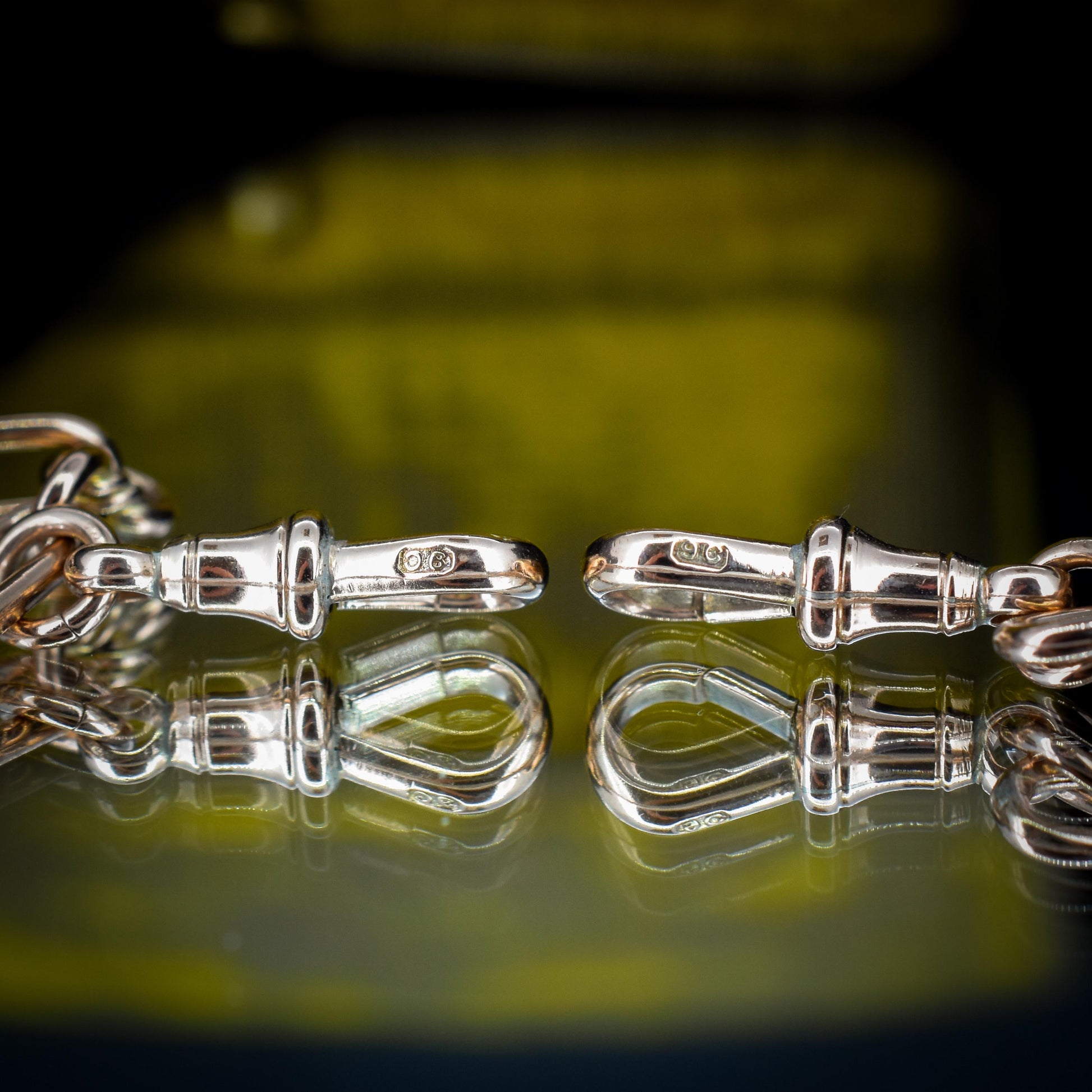 Antique 9ct Gold Trombone and Love Knot Link Albert Chain Necklace | 16"