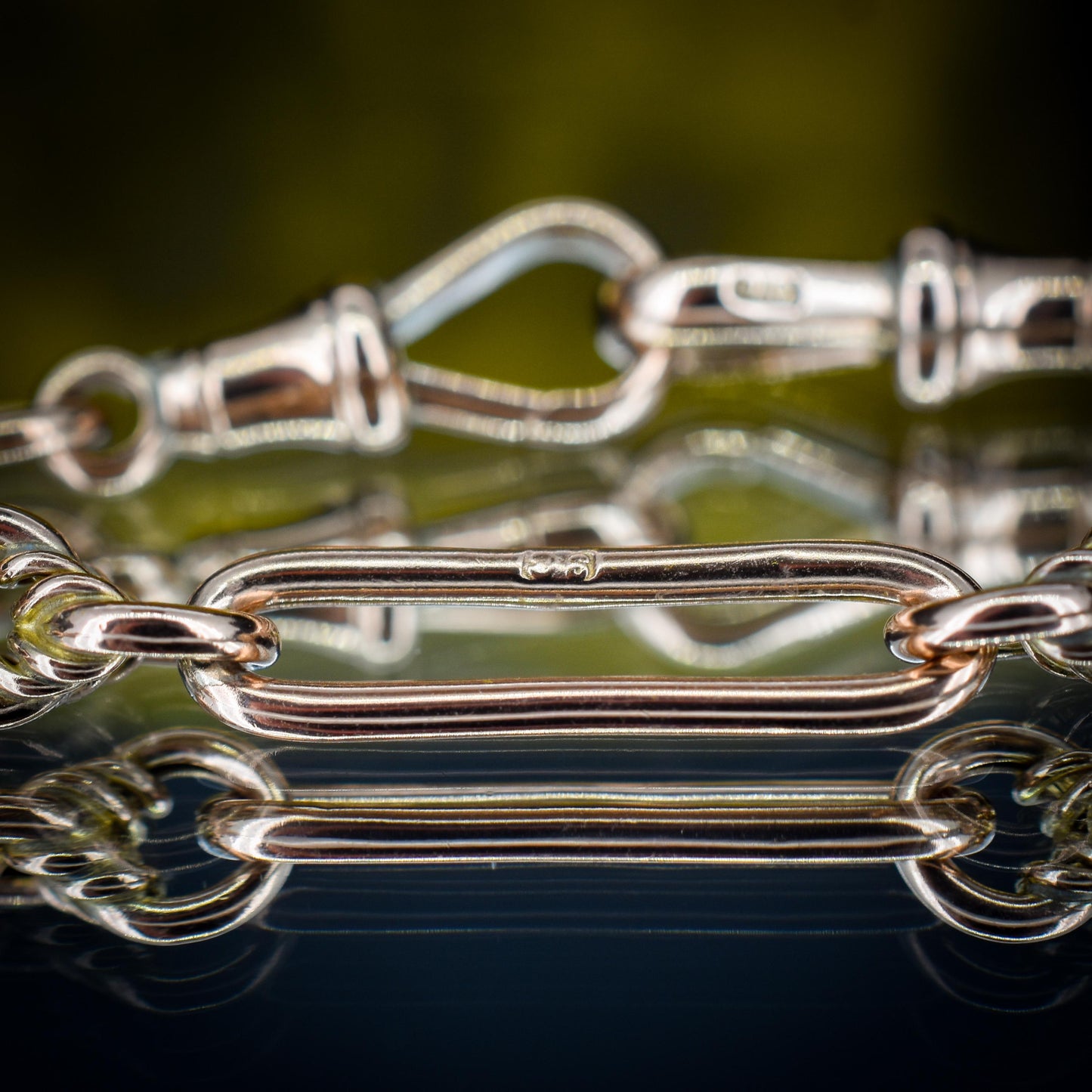 Antique 9ct Gold Trombone and Love Knot Link Albert Chain Necklace | 16"