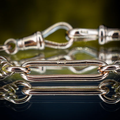 Antique 9ct Gold Trombone and Love Knot Link Albert Chain Necklace | 16"