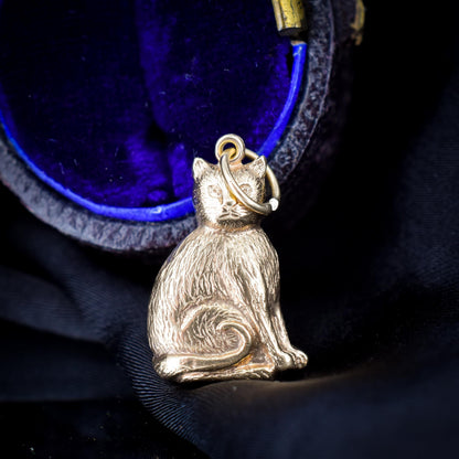 Vintage 9ct Gold Cat Feline Charm | Chester 1957