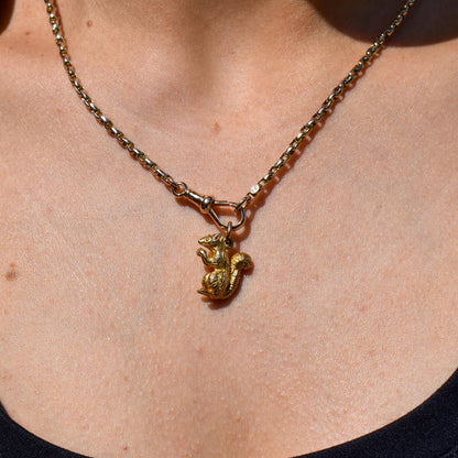 Vintage Heavy Solid Yellow Gold Squirrel Animal Charm Pendant