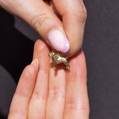 Vintage 9ct Gold Boxer Dog Charm Pendant - Birmingham 1962