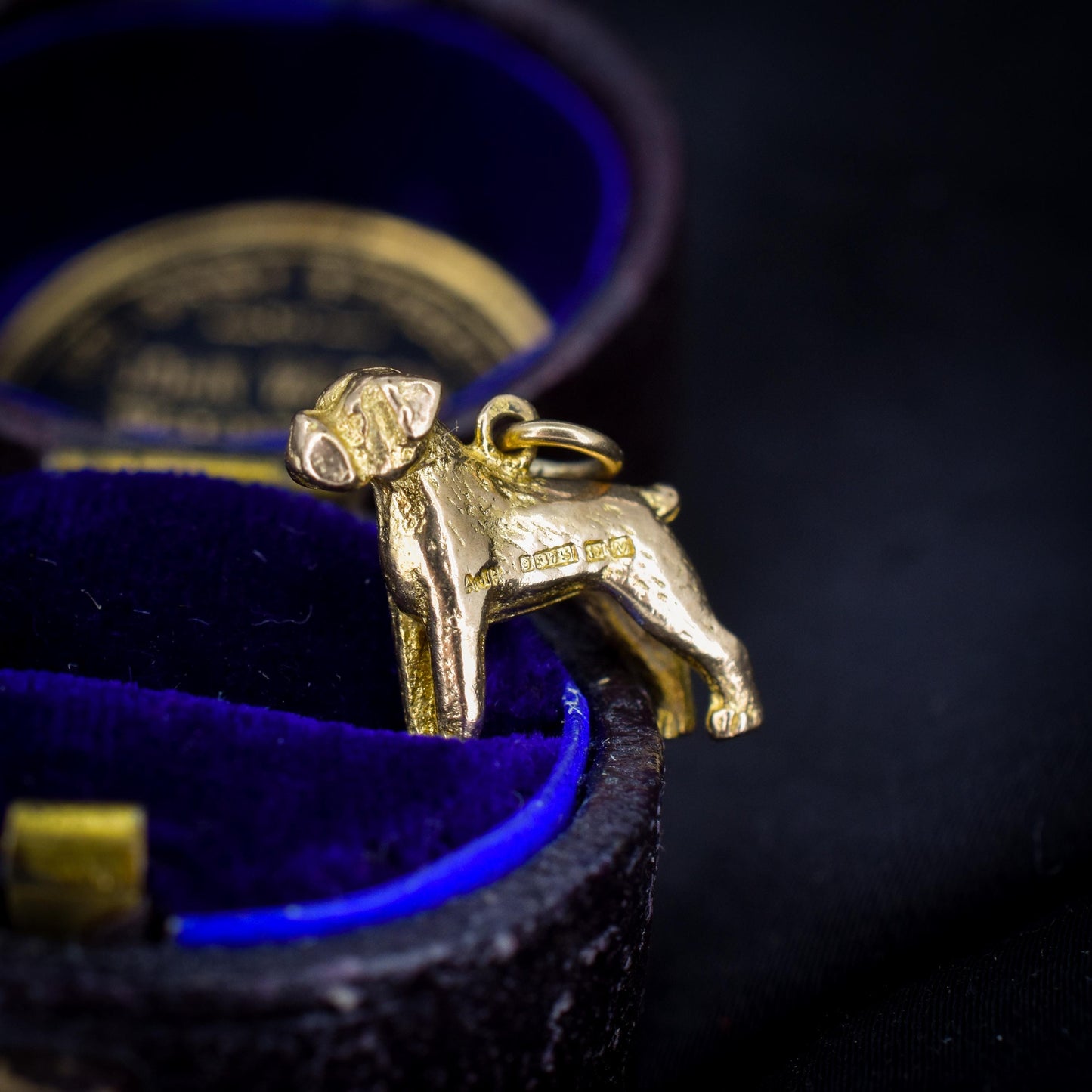 Vintage 9ct Gold Boxer Dog Charm Pendant - Birmingham 1962