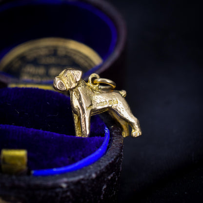 Vintage 9ct Gold Boxer Dog Charm Pendant - Birmingham 1962