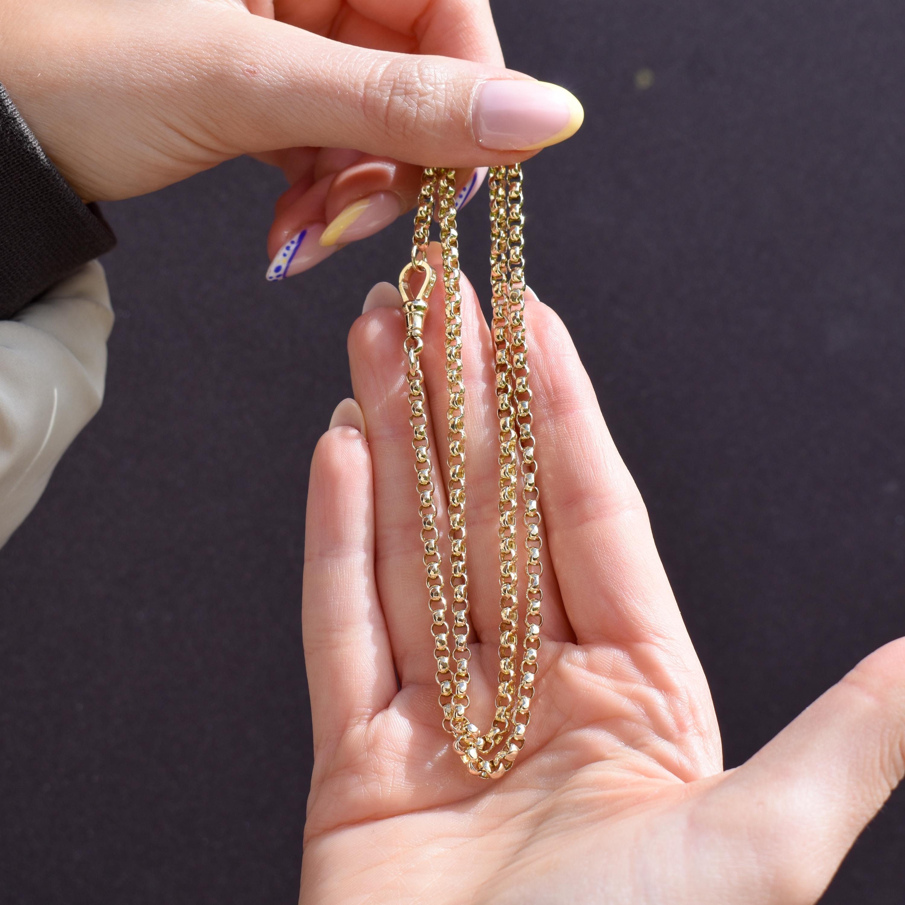 Antique Victorian 9ct Yellow Gold Faceted Belcher Link Chain
