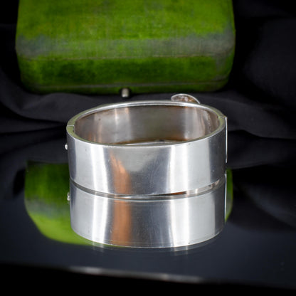 Antique Victorian Sterling Silver Buckle Ivy Leaf Bangle Bracelet | Dated 1886