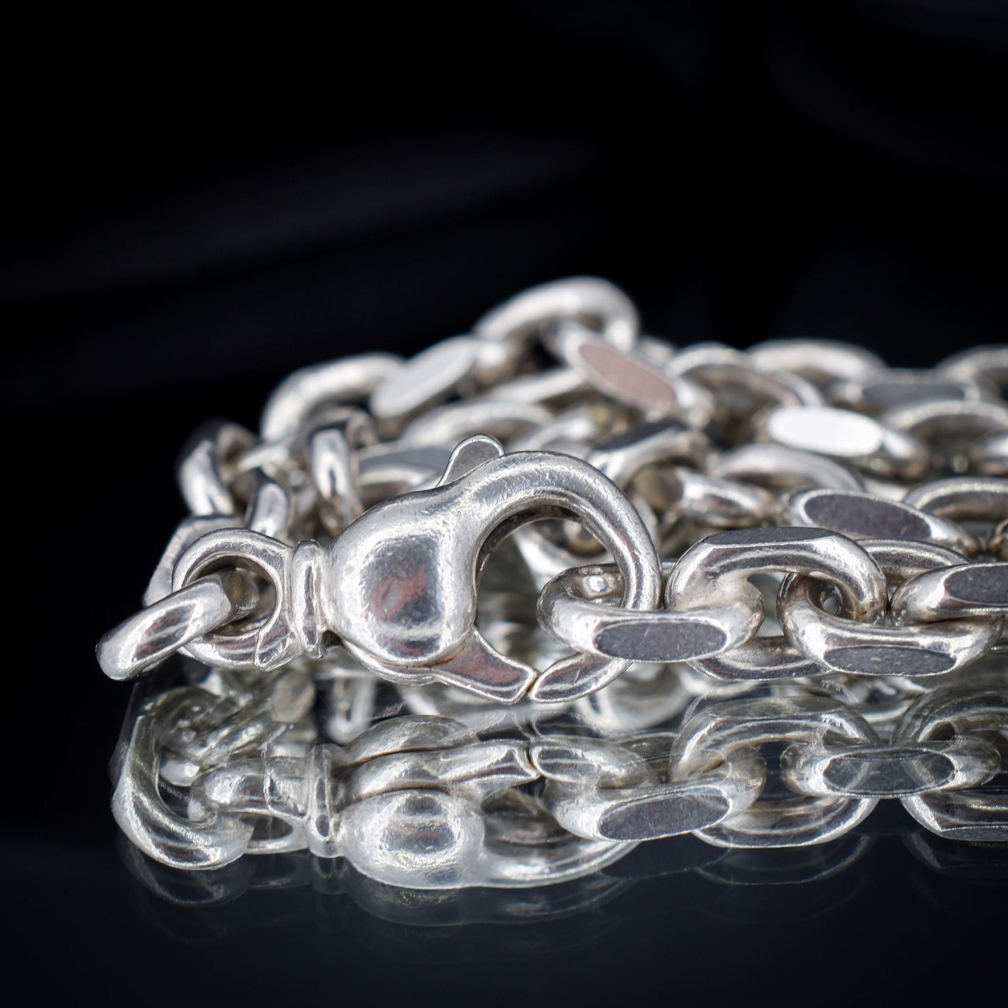 Vintage 89g Chunky Sterling Silver Flat Edge Link Biker Chain Necklace – 21"